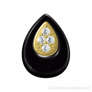 Wholesales customized 925 sterling silver costume jewelry earrings with water drop ceramic